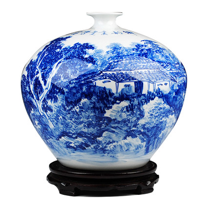 Kompatibel porcelæn Jahrriesnge  til Hand blue white landscape painting vase cna0062 