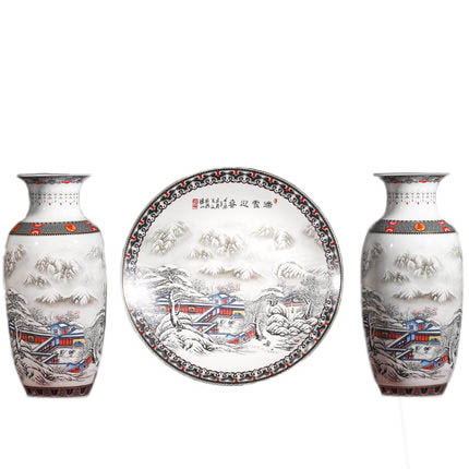 Kompatibel porcelæn Jahrriesnge  til snow scene vase set 3pcs cna1044 