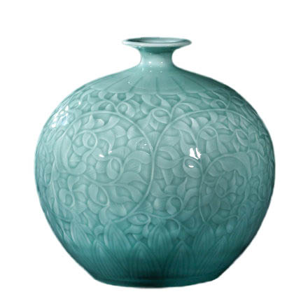 Kompatibel porcelæn Jahrriesnge  til carving shadow blue glaze vase cna1302 