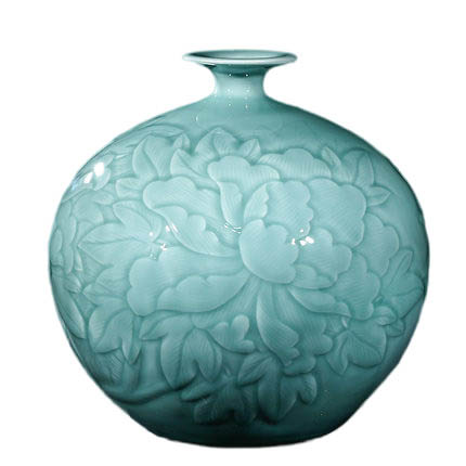 Kompatibel porcelæn Jahrriesnge  til carving shadow blue glaze vase cna1303 