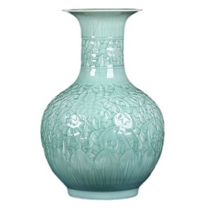 Kompatibel porcelæn Jahrriesnge  til carving shadow blue glaze vase cna1306 