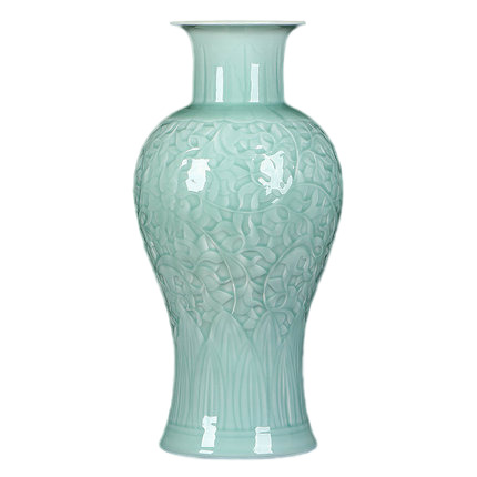 Kompatibel porcelæn Jahrriesnge  til carving shadow blue glaze vase cna1308 